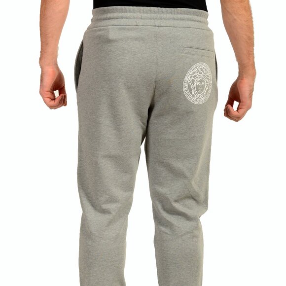 Versace Men's Gray & White Logo Medusa Head Sweat Track Pants US L IT 52 - Picture 3 of 6